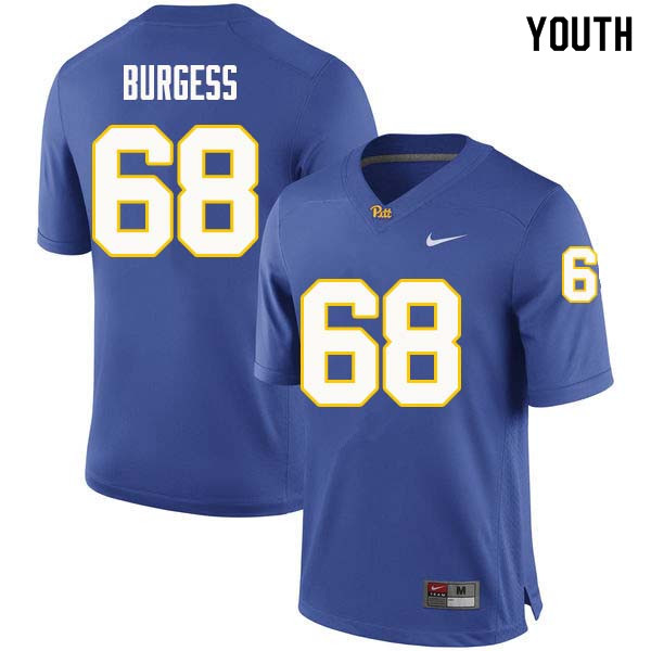 Youth #68 Brian Burgess Pittsburgh Panthers College Football Jerseys Sale-Royal